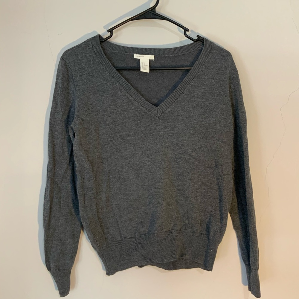 plain grey V neck sweater